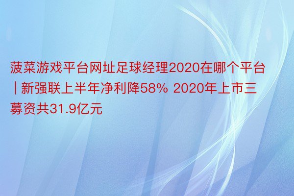 菠菜游戏平台网址足球经理2020在哪个平台 | 新强联上半年净利降58% 2020年上市三募资共31.9亿元